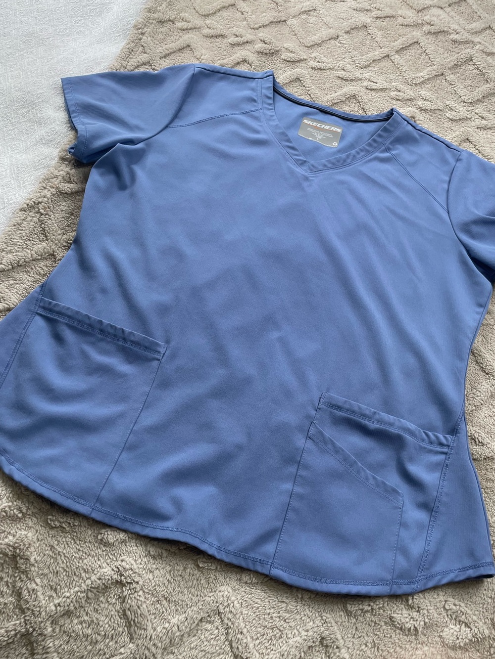 Skechers Women’s Light Blue V-Neck Scrub Top Size  Medical Staff